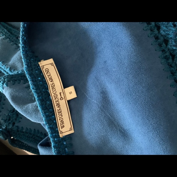 What Goes Around Comes Around blue suede top S L - Picture 3 of 4